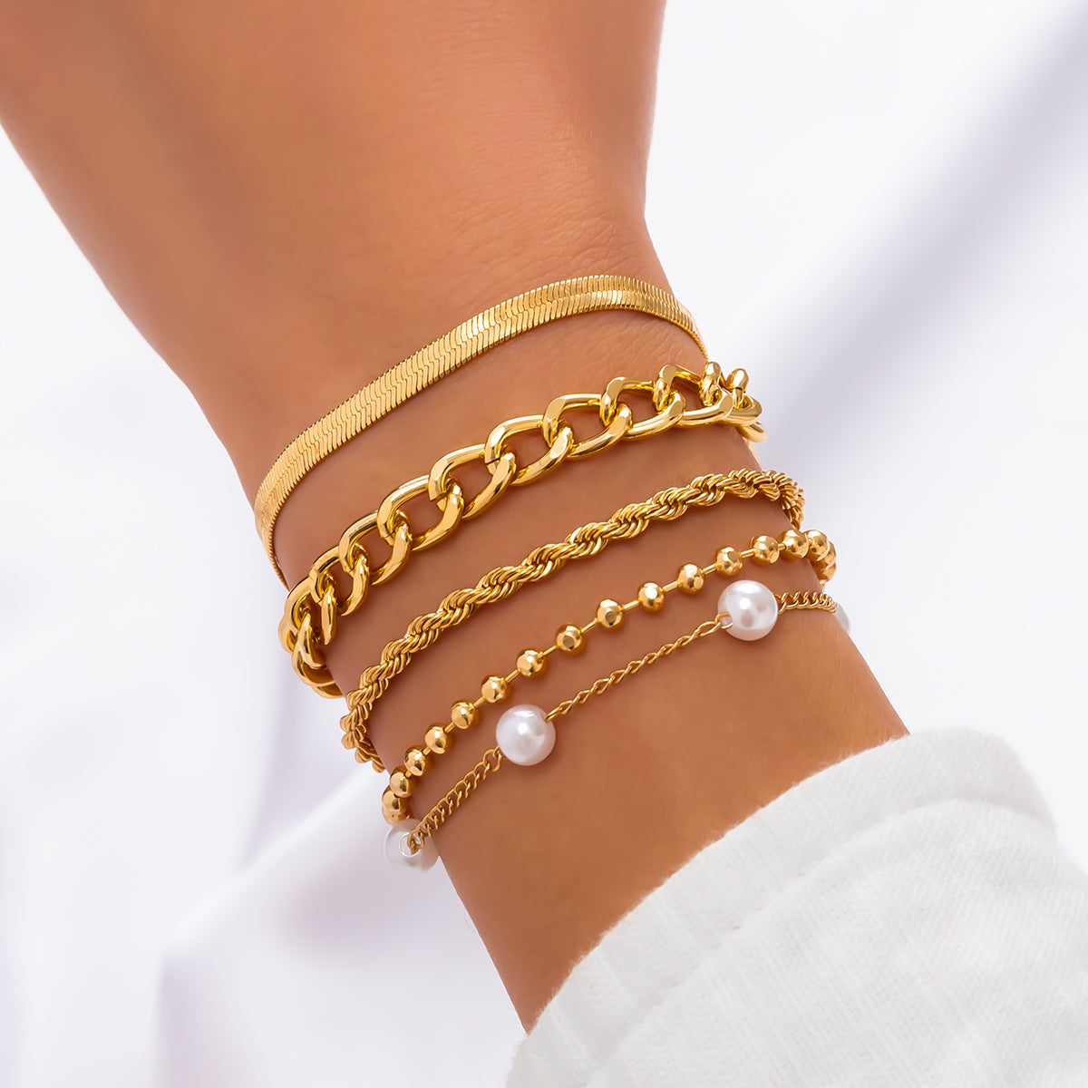 5 Pulseiras Separáveis De Ouro Em Camada